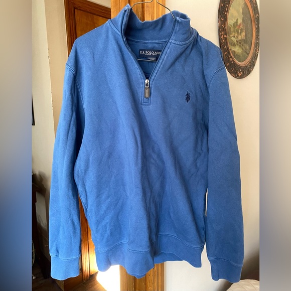 Ralph Lauren Blue Zip Up Sweater with Quarter Zip and Stand Up Collar - Picture 5 of 5